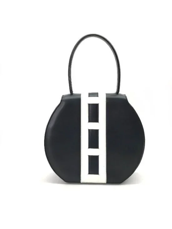 Celine Leather Ribbon Hand Bag Navy Gold - Picture 2 of 10